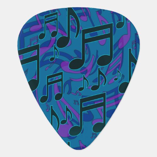 Music Notes Musical Pattern Dreamy Blue Purple Guitar Pick