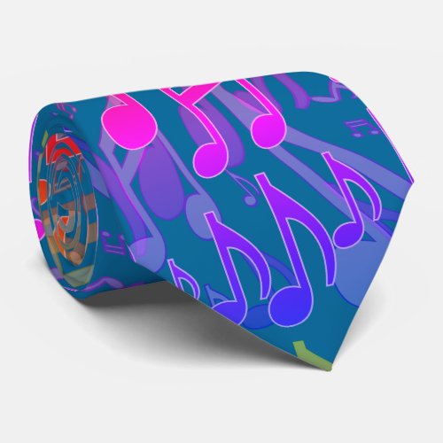 Music Notes Musical Pattern Fun Bright Colors Neck Tie