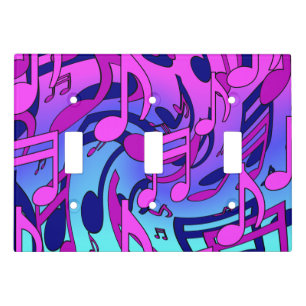 Music Notes Musical Pattern Pink Purple Blue Aqua Light Switch Cover