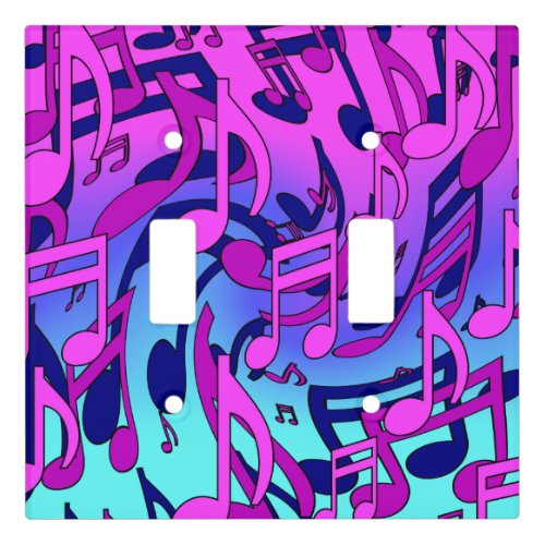 Music Notes Musical Pattern Pink Purple Blue Aqua Light Switch Cover