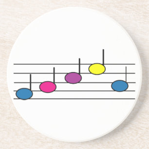 Music Notes Musical Pink Blue Purple Yellow Black Coaster