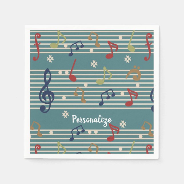 Music Notes Musical Sheet Music Personalize Napkins (Front)