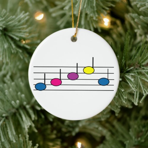 Music Notes Musical Staff Colorful Ceramic Ornament