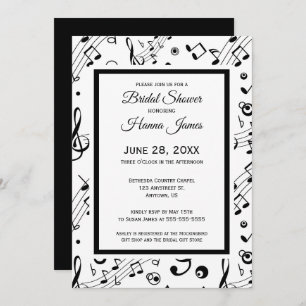 Music Notes Musical Theme Bridal Shower Invitation
