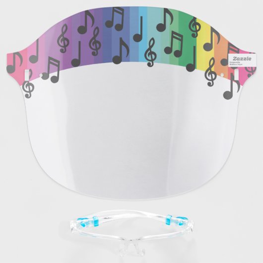 Music Notes Musician Teacher Rainbow Face Shield (Front w/Glasses)