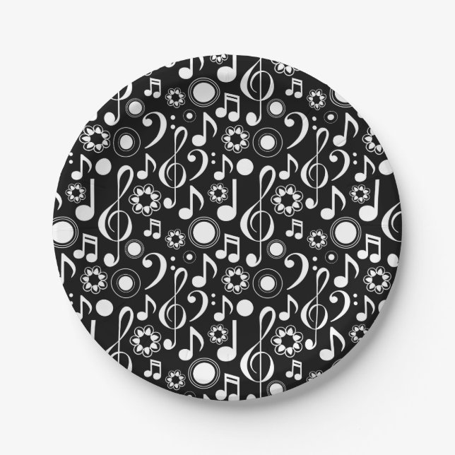 Music Notes Musician Themed Party Paper Plates (Front)