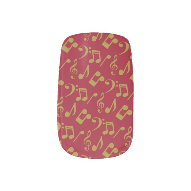 Music Notes Nail Wraps-Gold Minx Nail Wraps (Left Thumb)