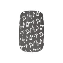 Music Notes Nail Wraps-White Music Notes