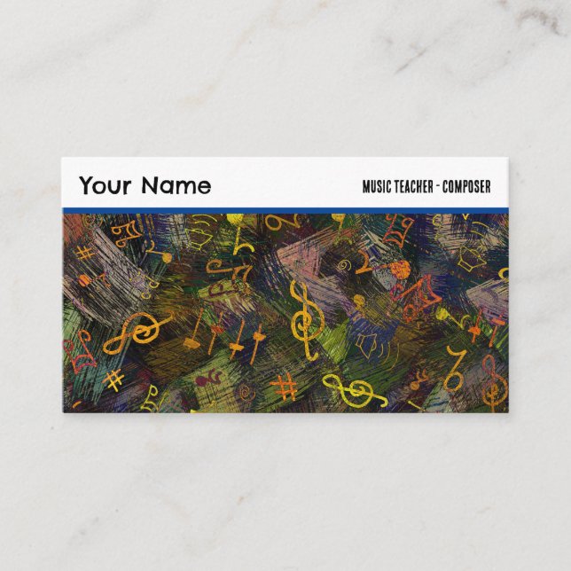 Music Notes on Abstract Background Professional Business Card (Front)