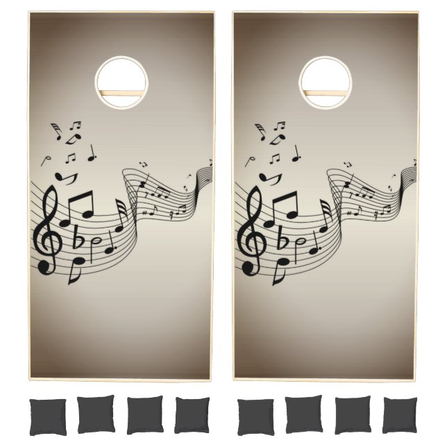 Music Notes on Antique Gold Rustic Cornhole Set (Set)