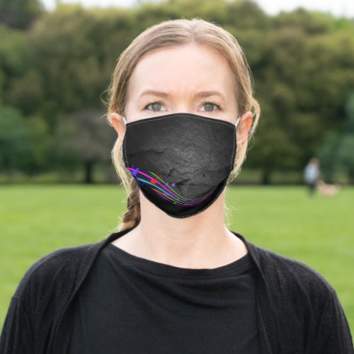 music notes on black rock adult cloth face mask