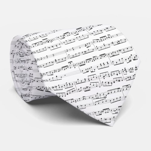 Music notes on Customizable white color background Neck Tie