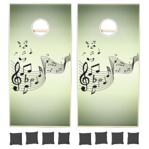 Music Notes on Green Cornhole Set