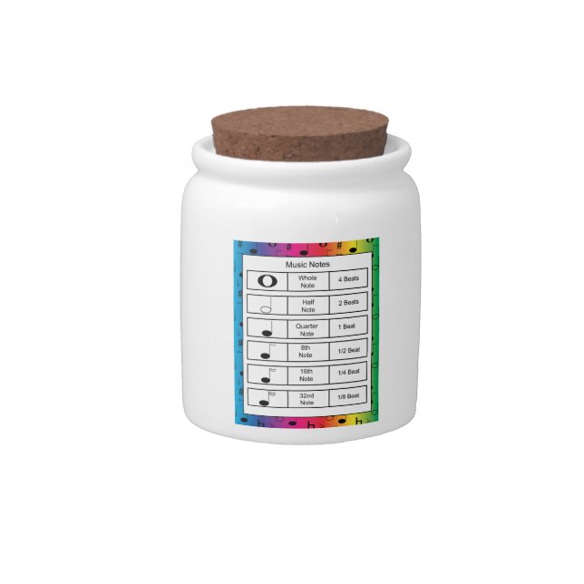Music Notes on Rainbow Background Educational Candy Jar (Front)