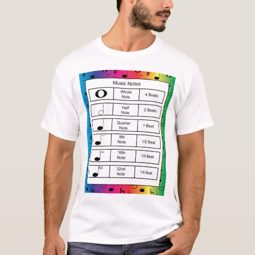 Music Notes on Rainbow Background Educational T_Shirt