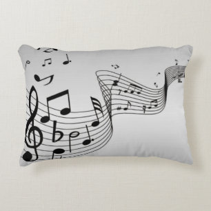 Music Notes on Silver Accent Pillow