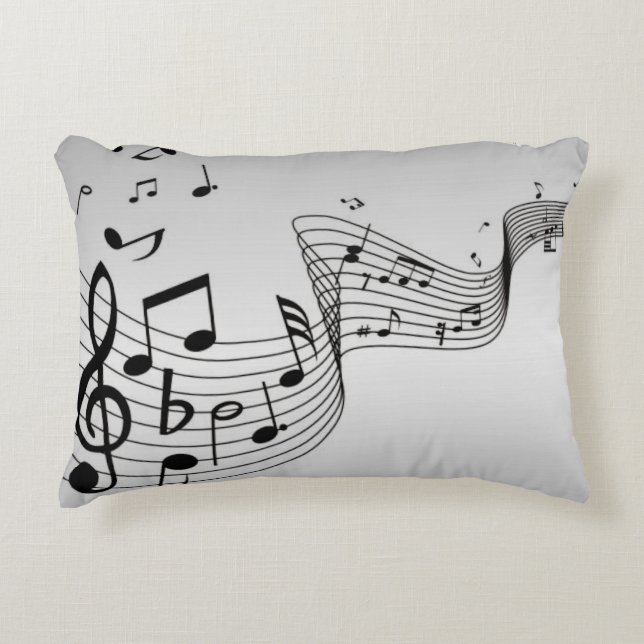 Music Notes on Silver Accent Pillow (Front)