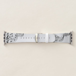 Music Notes on Silver Apple Watch Band