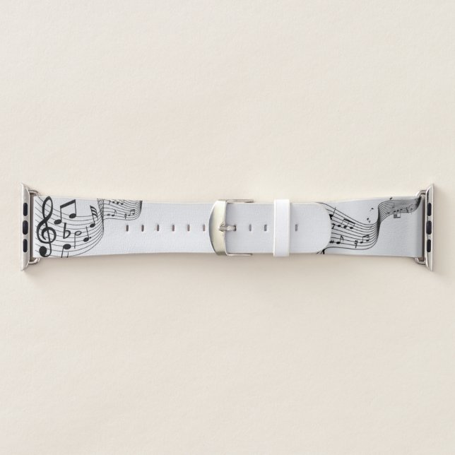 Music Notes on Silver Apple Watch Band (Band)