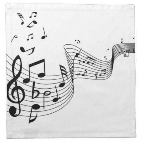 Music Notes on Silver Cloth Napkin