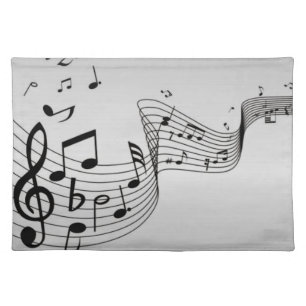Music Notes on Silver Cloth Placemat