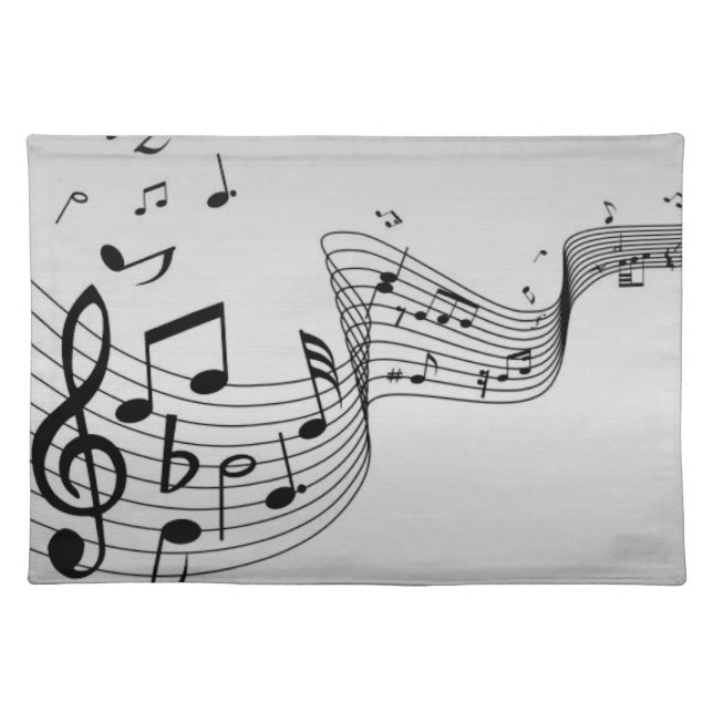 Music Notes on Silver Cloth Placemat (Front)