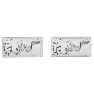 Music Notes on Silver Cufflinks