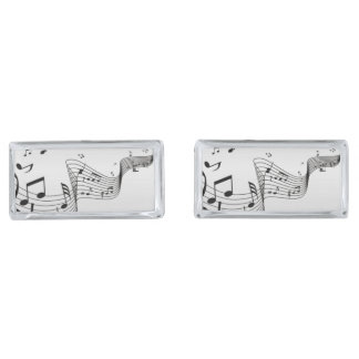 Music Notes on Silver Cufflinks