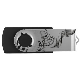 Music Notes on Silver Flash Drive