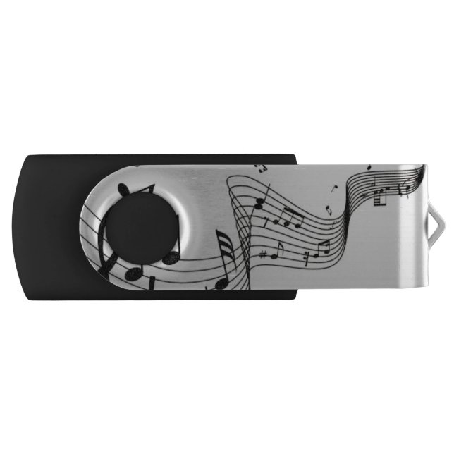 Music Notes on Silver Flash Drive (Front)