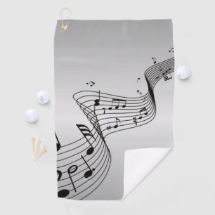 Music Notes on Silver Golf Towel
