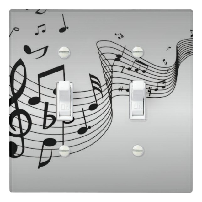 Music Notes on Silver Light Switch Cover (In Situ)