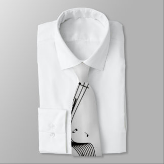Music Notes on Silver Neck Tie