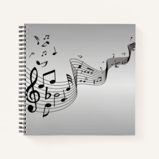 Music Notes on Silver Notebook