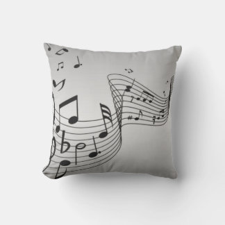 Music Notes on Silver Outdoor Pillow