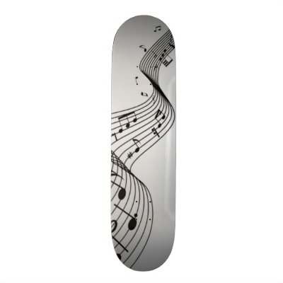 Music Notes on Silver Skateboard