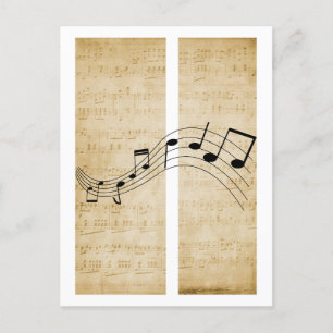 Music Notes on Vintage Old Style Sheet Music Paper