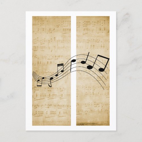 Music Notes on Vintage Old Style Sheet Music Paper