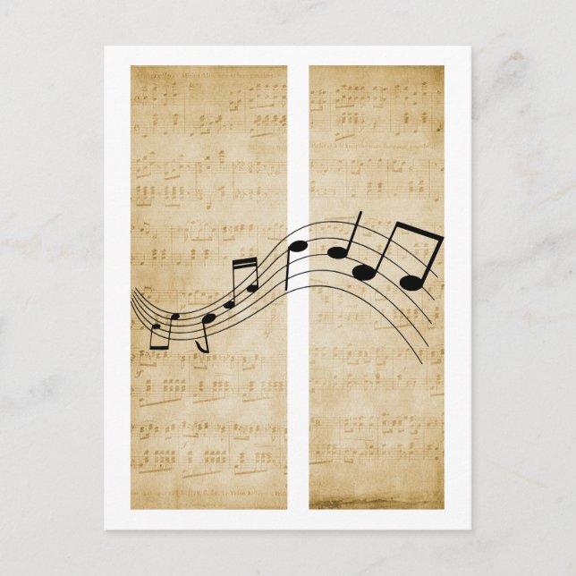 Music Notes on Vintage Old Style Sheet Music Paper (Front)