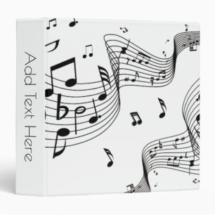 Music Notes on White 3 Ring Binder