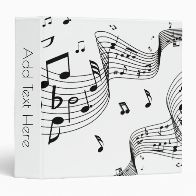 Music Notes on White  3 Ring Binder (Front/Spine)