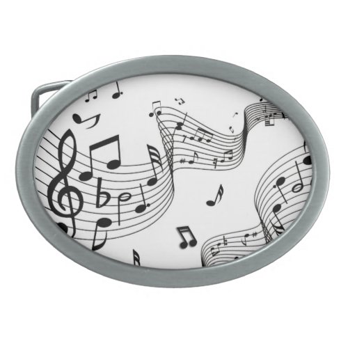 Music Notes on White Belt Buckle