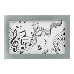 Music Notes on White Belt Buckle