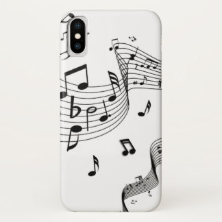 Music Notes on White  iPhone X Case