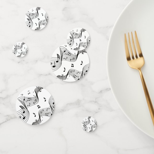 Music Notes on White  Confetti (Group)