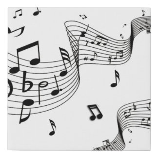 Music Notes on White  Faux Canvas Print