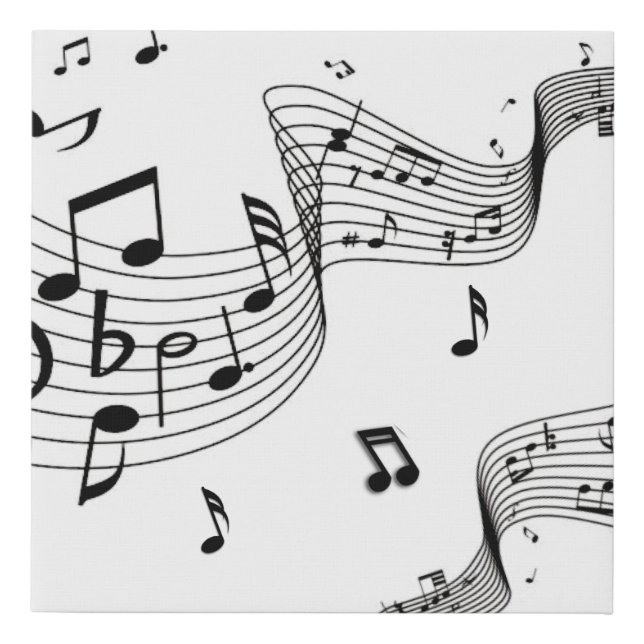 Music Notes on White  Faux Canvas Print (Front)
