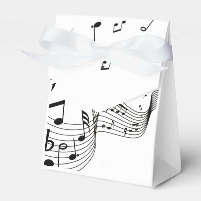 Music Notes on White  Favor Boxes (Front Side)