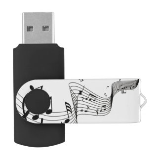 Music Notes on White Flash Drive