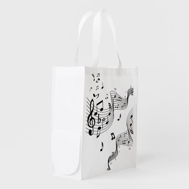 Music Notes on White Grocery Bag (Front Side)